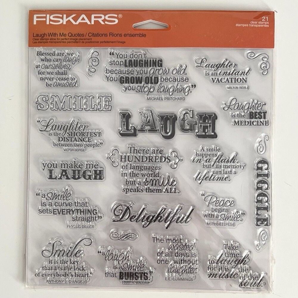 Fiskars 21 Clear Stamps Laugh With Me Quotes 21 NEW Scrapbook Paper Crafts